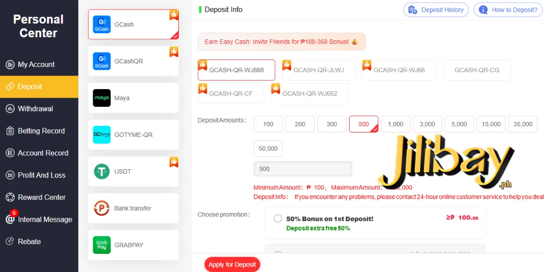 image how to deposit at jilibay